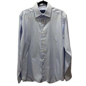 David Donahue Men’s Dress Shirt 15.5 34/35 | Light Blue Textured 100% Cotton